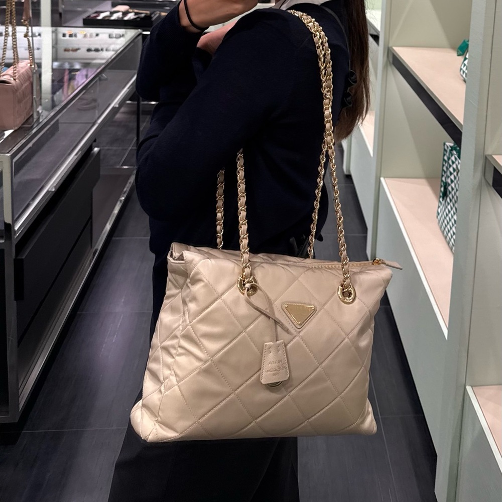 Prada Cream Quilted Shoulder Bag Re-edition Chaine 1999